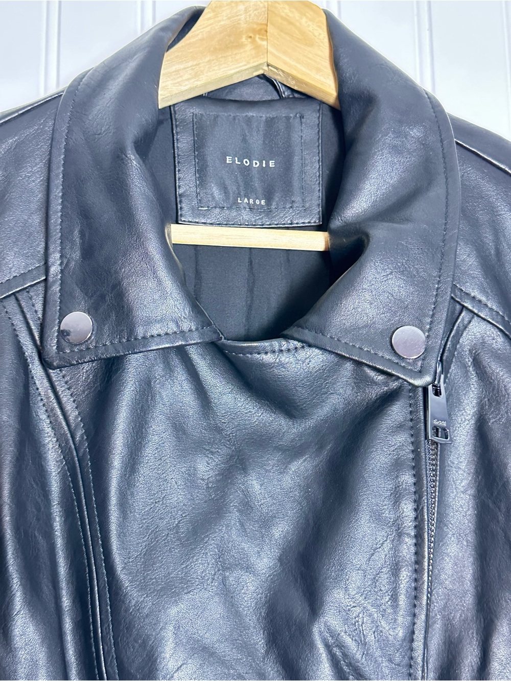 Elodie Faux Leather Moto Jacket L biker jacket, asymmetrical zip outerwear - Picture 6 of 10
